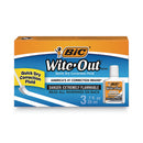 BIC Wite-Out Quick Dry Correction Fluid, 20 mL Bottle, White, 3/Pack