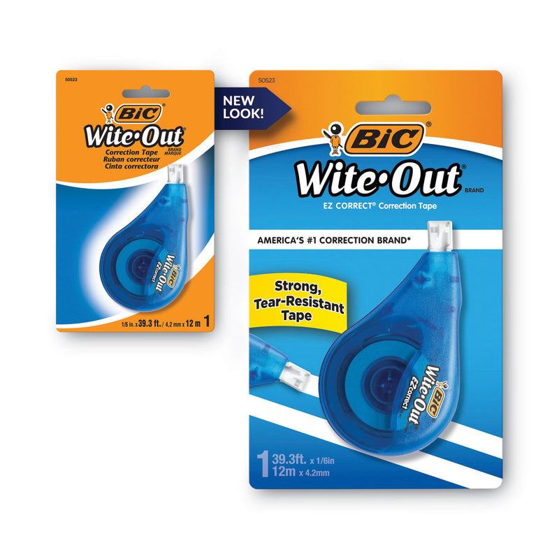 BIC Wite-Out EZ Correct Correction Tape, Non-Refillable, Blue Applicator, 0.17" x 472"