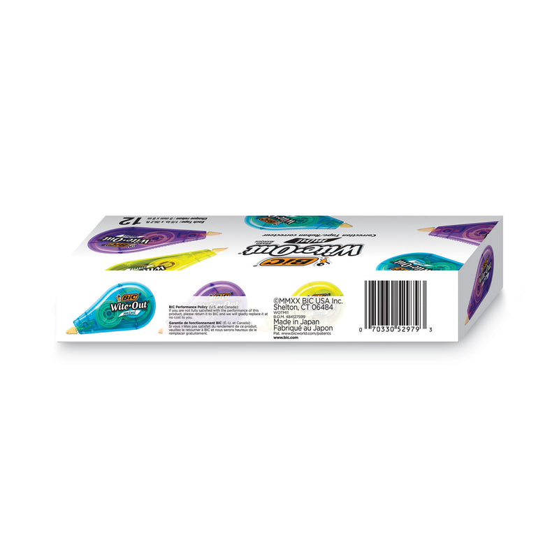 BIC Wite-Out Brand Mini Correction Tape, Non-Refillable, 0.2" x 26.2 ft, Assorted