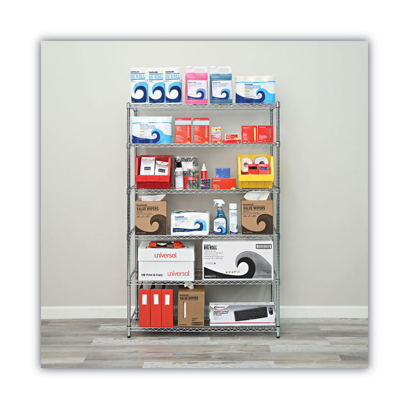 Alera NSF Certified 6-Shelf Wire Shelving Kit, 48w x 18d x 72h, Silver