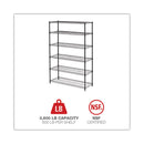 Alera NSF Certified 6-Shelf Wire Shelving Kit, 48w x 18d x 72h, Black Anthracite