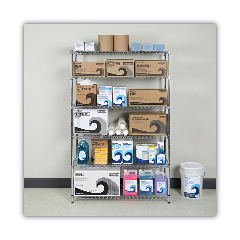 Alera NSF Certified 6-Shelf Wire Shelving Kit, 48w x 18d x 72h, Silver
