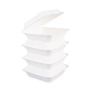 Boardwalk Bagasse Food Containers, Hinged-Lid, 1-Compartment 9 x 9 x 3.19, White,  Sugarcane, 100/Sleeve, 2 Sleeves/Carton