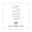 Boardwalk Bagasse Food Containers, Hinged-Lid, 3-Compartment 9 x 9 x 3.19, White, Sugarcane, 100/Sleeve, 2 Sleeves/Carton