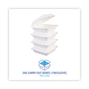 Boardwalk Bagasse Food Containers, Hinged-Lid, 1-Compartment 9 x 9 x 3.19, White,  Sugarcane, 100/Sleeve, 2 Sleeves/Carton