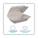 Boardwalk Bagasse Food Containers, Hinged-Lid, 1-Compartment 9 x 6 x 3.19, White, Sugarcane, 125/Sleeve, 2 Sleeves/Carton