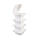 Boardwalk Bagasse Food Containers, Hinged-Lid, 1-Compartment 6 x 6 x 3.19, White, Sugarcane, 125/Sleeve, 4 Sleeves/Carton