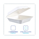 Boardwalk Bagasse Food Containers, Hinged-Lid, 1-Compartment 9 x 9 x 3.19, White,  Sugarcane, 100/Sleeve, 2 Sleeves/Carton