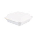 Boardwalk Bagasse Food Containers, Hinged-Lid, 1-Compartment 9 x 9 x 3.19, White,  Sugarcane, 100/Sleeve, 2 Sleeves/Carton