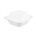 Boardwalk Bagasse Food Containers, Hinged-Lid, 1-Compartment 6 x 6 x 3.19, White, Sugarcane, 125/Sleeve, 4 Sleeves/Carton