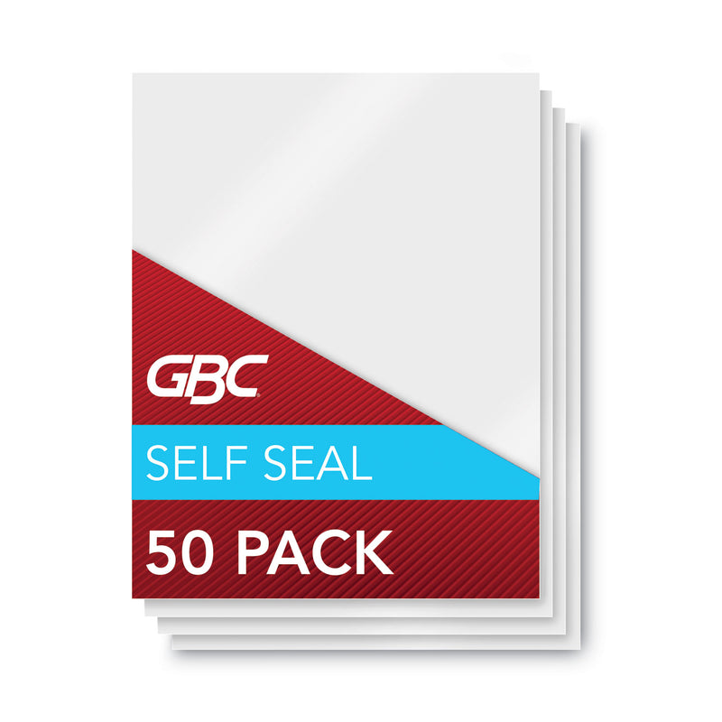 GBC SelfSeal Self-Adhesive Laminating Pouches and Single-Sided Sheets, 3 mil, 9" x 12", Gloss Clear, 50/Pack