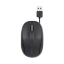 Kensington Pro Fit Optical Mouse with Retractable Cord, USB 2.0, Left/Right Hand Use, Black