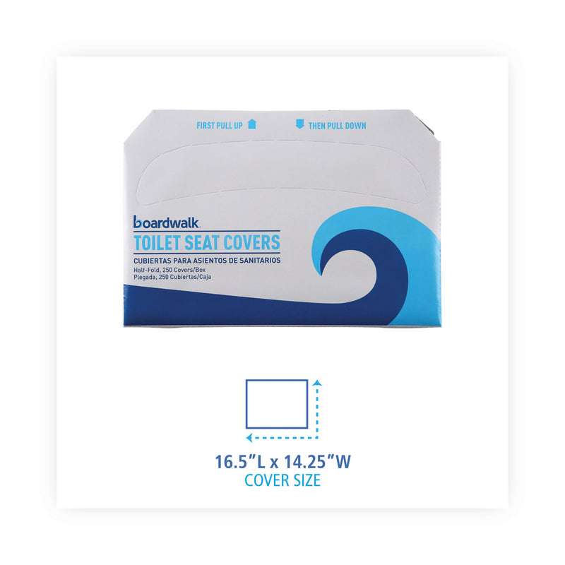 Boardwalk Premium Half-Fold Toilet Seat Covers, 14.25 x 16.5, White, 250 Covers/Sleeve, 20 Sleeves/Carton