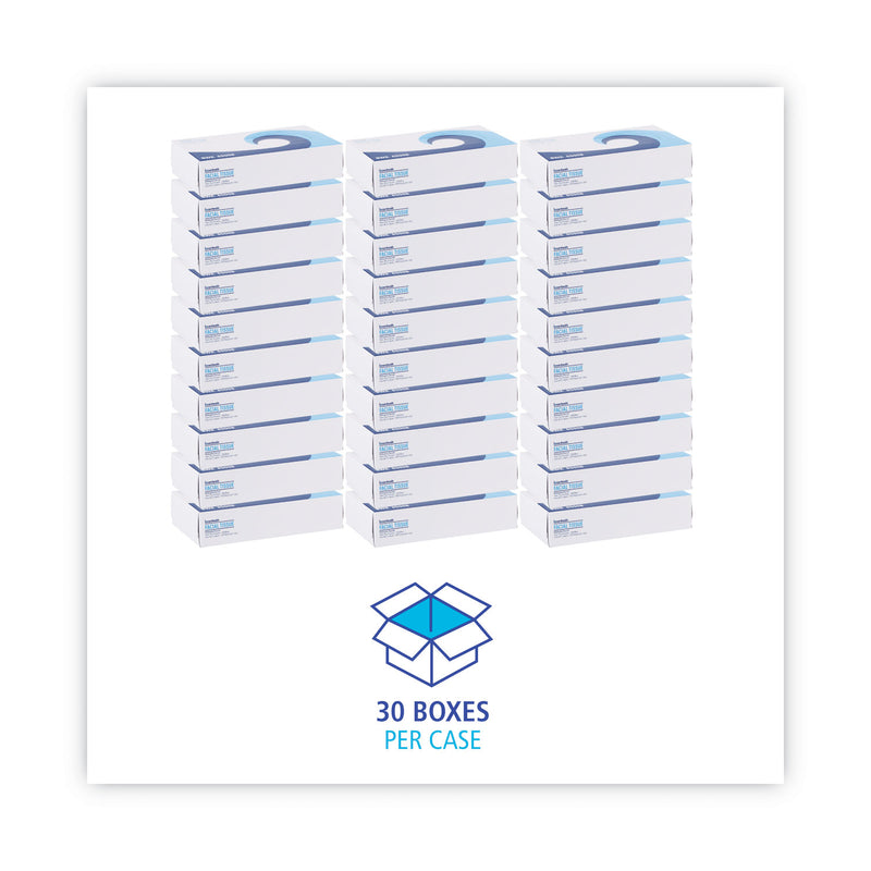 Boardwalk Office Packs Facial Tissue, 2-Ply, White, Flat Box, 100 Sheets/Box, 30 Boxes/Carton
