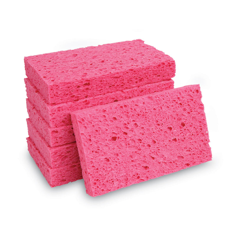 Boardwalk Small Cellulose Sponge, 3.6 x 6.5, 0.9" Thick, Pink, 2/Pack, 24 Packs/Carton