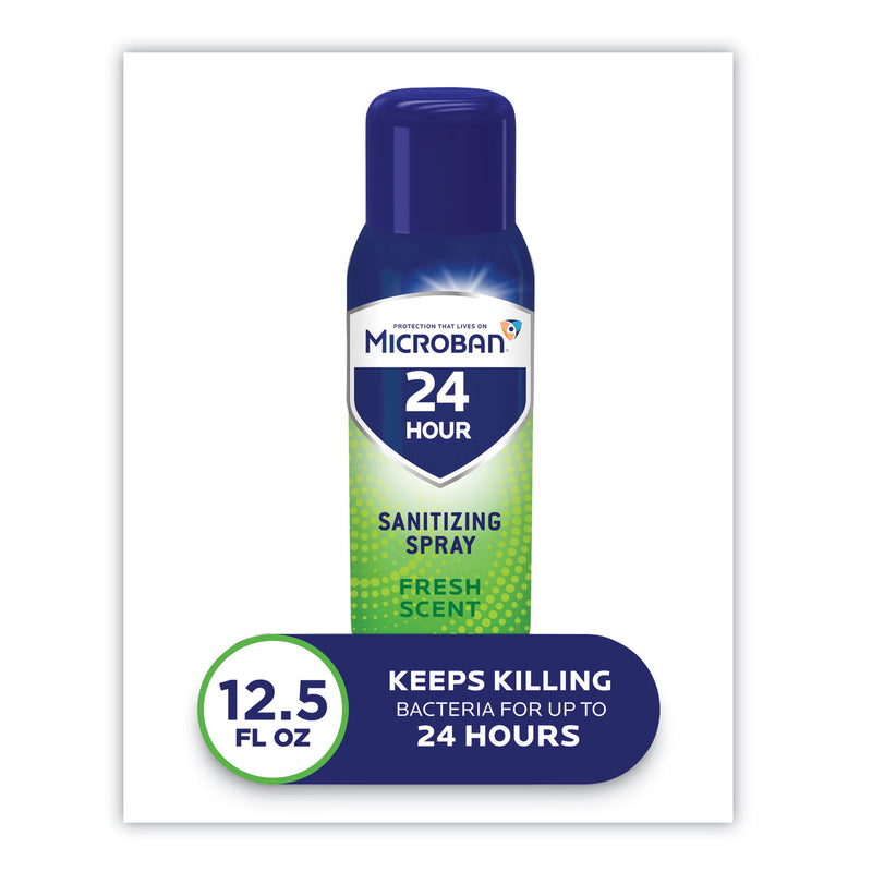 Microban 24-Hour Disinfectant Sanitizing Spray, Fresh Scent, 12.5 oz Aerosol Spray, 6/Carton