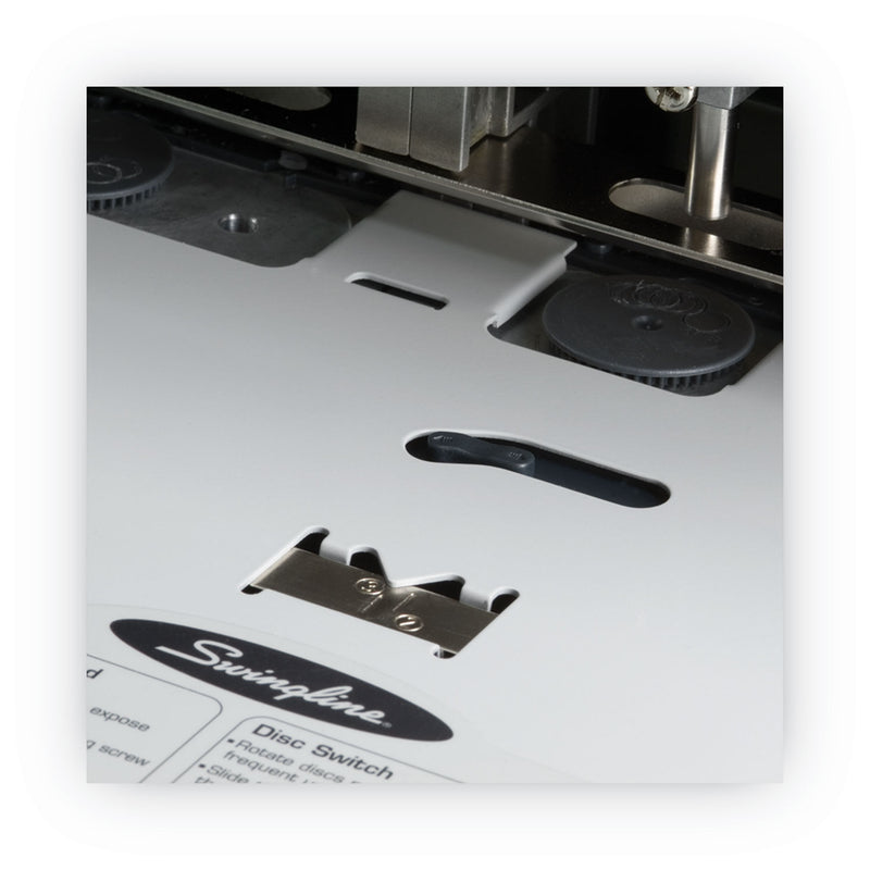 Swingline 160-Sheet Antimicrobial Protected High-Capacity Adjustable Punch, Two- to Three-Hole, 9/32" Holes, Putty/Gray
