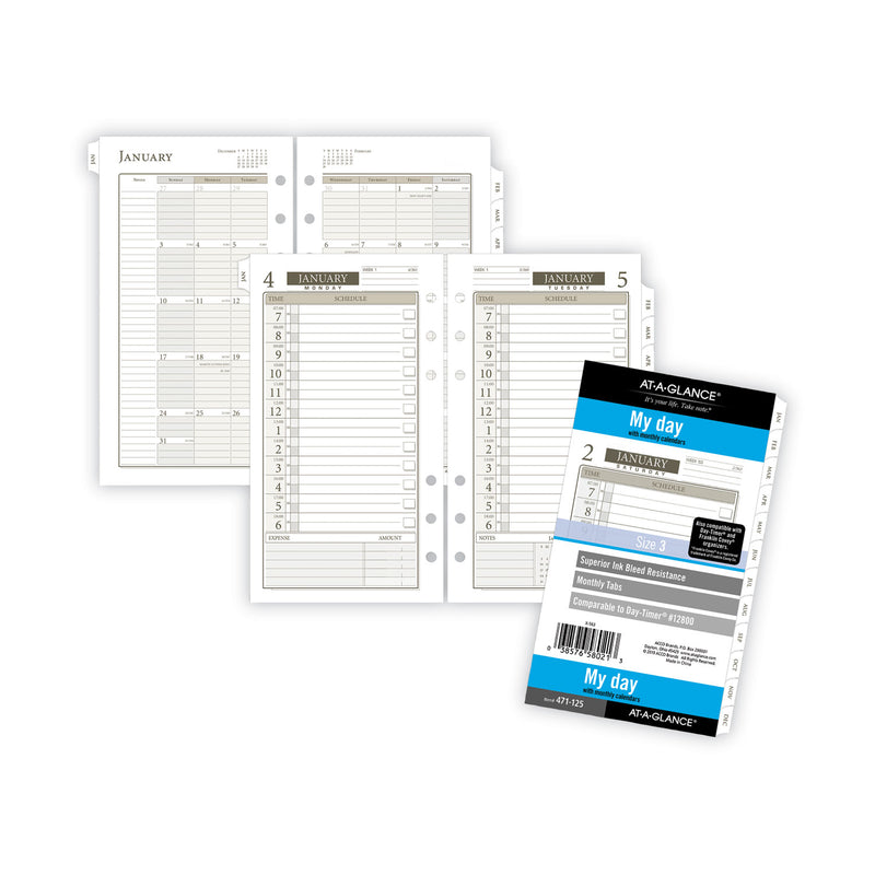 AT-A-GLANCE 1-Page-Per-Day Planner Refills, 6.75 x 3.75, White Sheets, 12-Month (Jan to Dec): 2023
