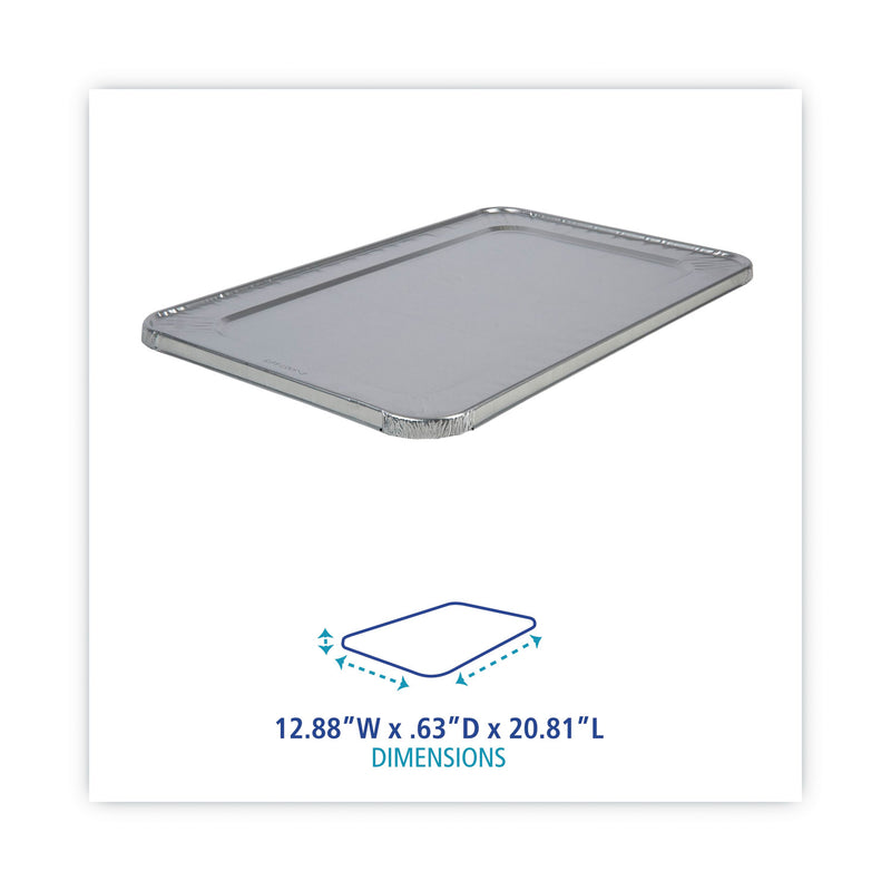 Boardwalk Aluminum Steam Table Pan Lids, Fits Full-Size Pan, Deep,12.88 x 20.81 x 0.63, 50/Carton