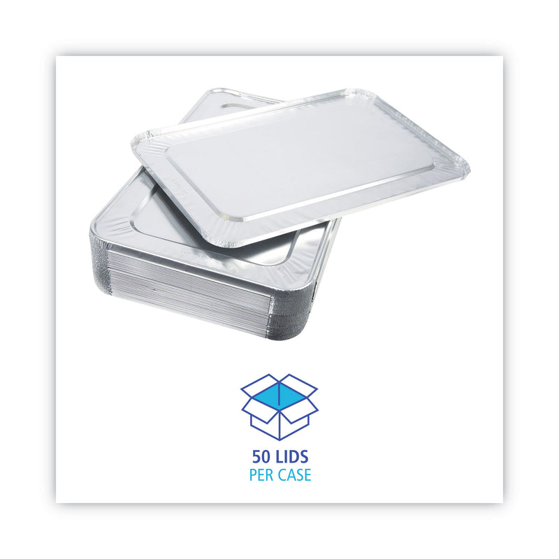 Boardwalk Aluminum Steam Table Pan Lids, Fits Full-Size Pan, Deep,12.88 x 20.81 x 0.63, 50/Carton