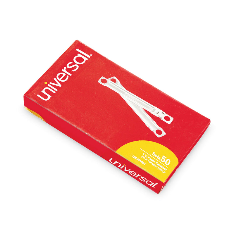 Universal Two-Piece Two-Prong Paper Fastener Base and Compressor Sets, 1" Capacity, 2.75" Center to Center, Silver, 50/Box