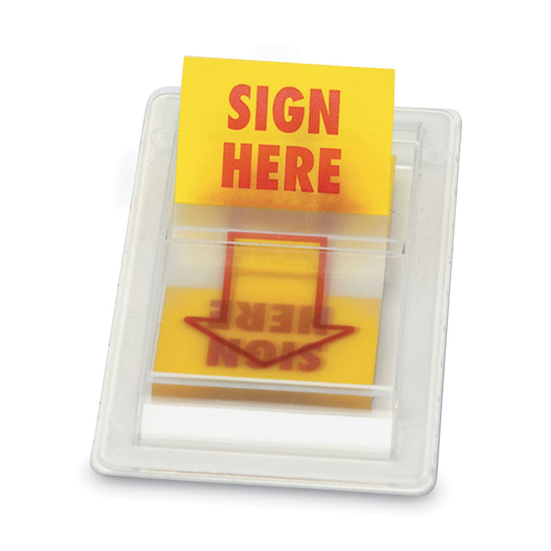 Universal Arrow Page Flags, "Sign Here", Yellow/Red, 50 Flags/Dispenser, 2 Dispensers/Pack