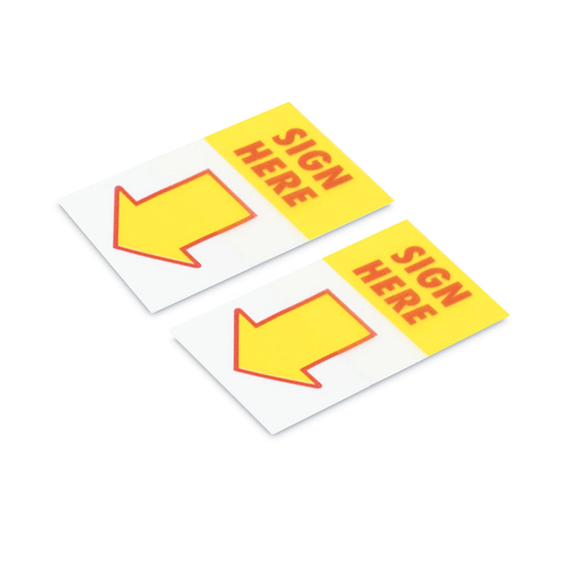 Universal Arrow Page Flags, "Sign Here", Yellow/Red, 50 Flags/Dispenser, 2 Dispensers/Pack