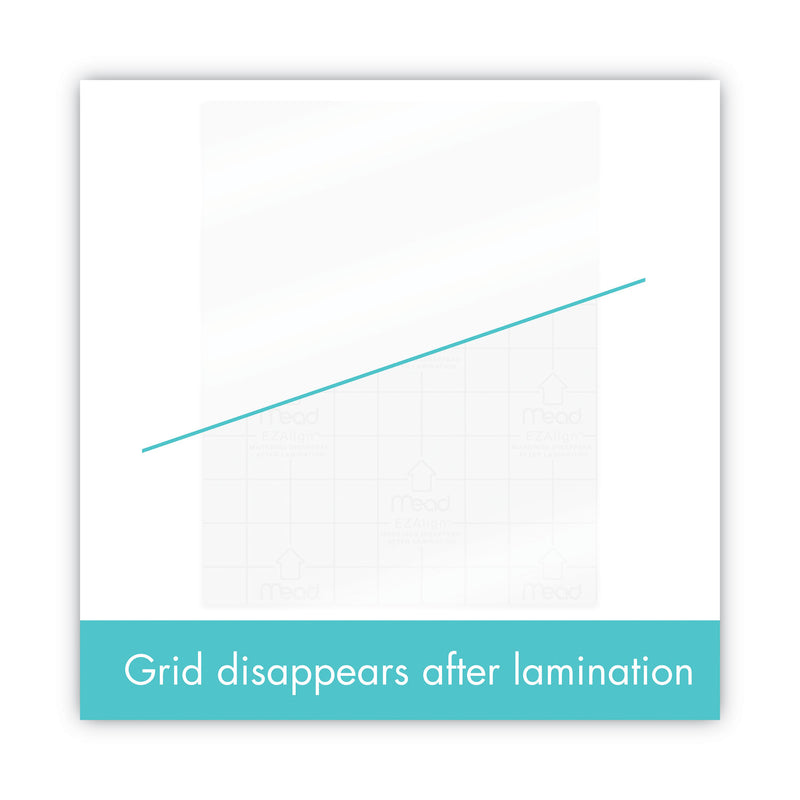 Mead EZAlign Thermal Laminating Pouches, 3 mil, 9" x 11.5", Gloss Clear, 100/Pack