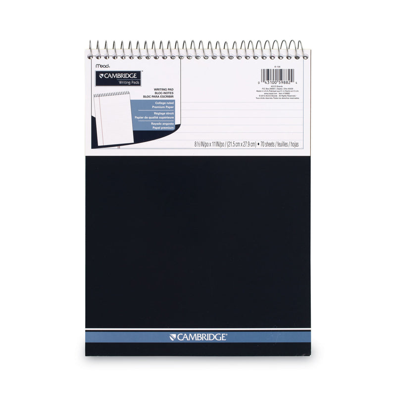 Cambridge Stiff-Back Wire Bound Notepad, Medium/College Rule, Navy Cover, 70 White 8.5 x 11.5 Sheets