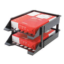 deflecto SuperTray Countertop Tray Set, 2 Sections, Letter to Legal Size Files, 11" x 14.88" x 2.5", Black, 2/Pack