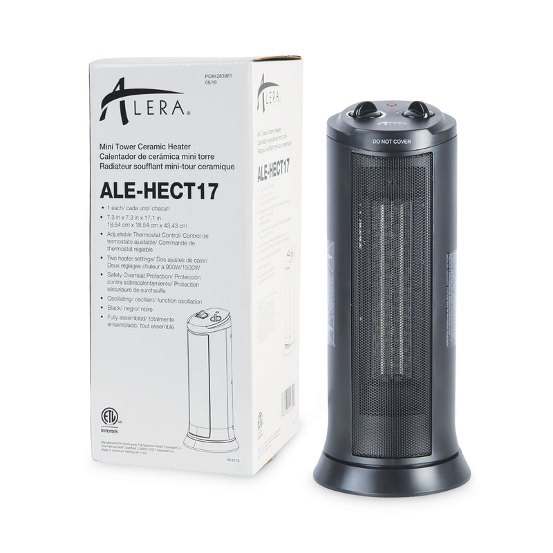 Alera Mini Tower Ceramic Heater, 1,500 W, 7.37 x 7.37 x 17.37, Black