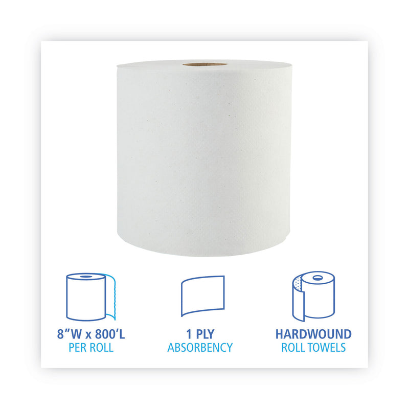 Boardwalk Green Universal Roll Towels, 1-Ply, 8" x 800 ft, Natural White, 6 Rolls/Carton