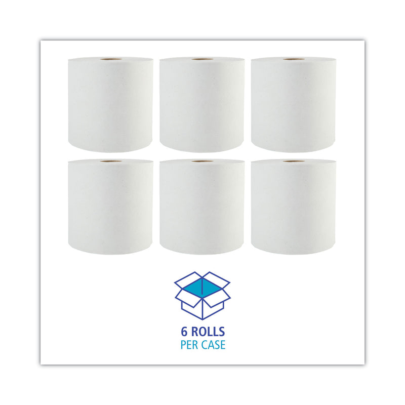 Boardwalk Green Universal Roll Towels, 1-Ply, 8" x 800 ft, Natural White, 6 Rolls/Carton