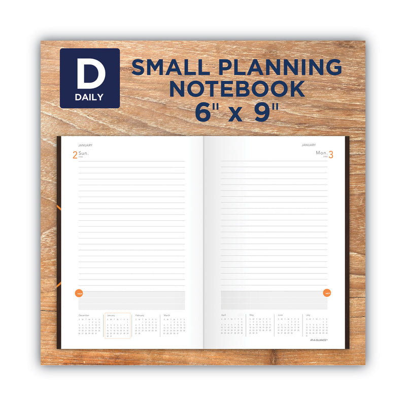 AT-A-GLANCE One-Day-Per-Page Planning Notebook, 9 x 6, Dark Brown/Orange Cover, 12-Month (Jan to Dec): 2023