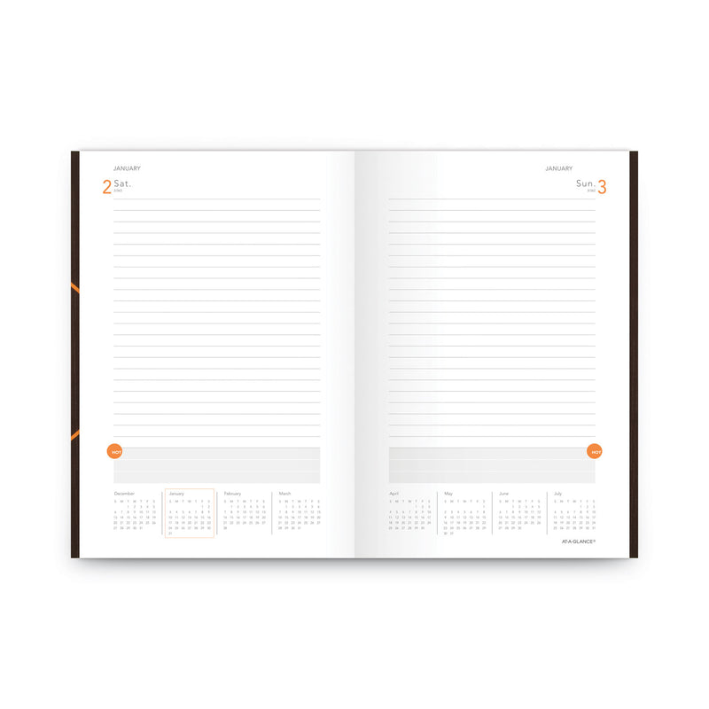 AT-A-GLANCE One-Day-Per-Page Planning Notebook, 9 x 6, Dark Brown/Orange Cover, 12-Month (Jan to Dec): 2023
