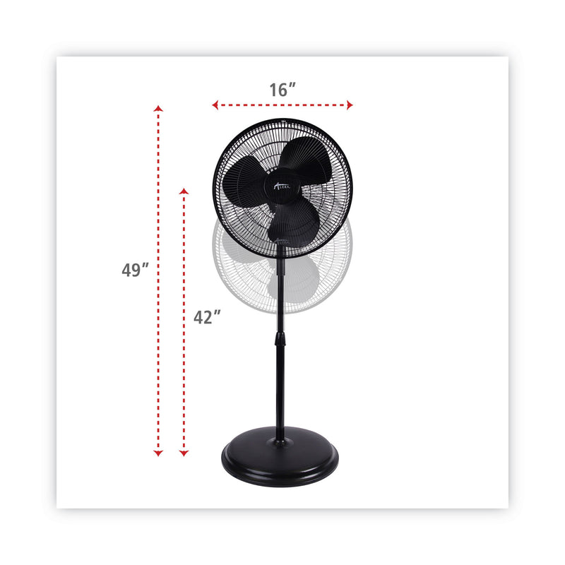 Alera 16" 3-Speed Oscillating Pedestal Stand Fan, Metal, Plastic, Black
