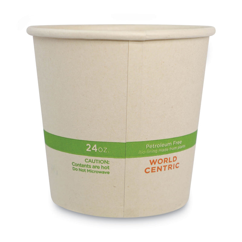 World Centric No Tree Paper Bowls, 24 oz, 4.4" Diameter x 4.5"h, Natural, Sugarcane, 500/Carton