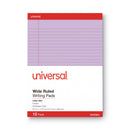 Universal Colored Perforated Ruled Writing Pads, Wide/Legal Rule, 50 Orchid 8.5 x 11 Sheets, Dozen