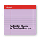 Universal Colored Perforated Ruled Writing Pads, Wide/Legal Rule, 50 Orchid 8.5 x 11 Sheets, Dozen