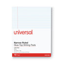 Universal Glue Top Pads, Narrow Rule, 50 White 8.5 x 11 Sheets, Dozen
