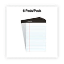 Universal Premium Ruled Writing Pads with Heavy-Duty Back, Narrow Rule, Black Headband, 50 White 5 x 8 Sheets, 6/Pack