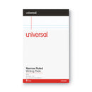 Universal Premium Ruled Writing Pads with Heavy-Duty Back, Narrow Rule, Black Headband, 50 White 5 x 8 Sheets, 6/Pack