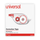 Universal Side-Application Correction Tape, Transparent Red Applicator, 0.2" x 393", 6/Pack