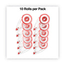 Universal Correction Tape, Mini Economy, Non-Refillable, Clear/Red Applicator, 0.25" x 275", 10/Pack