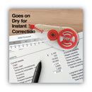 Universal Correction Tape Dispenser, Non-Refillable, Transparent Red Applicator, 0.2" x 315", 10/Pack