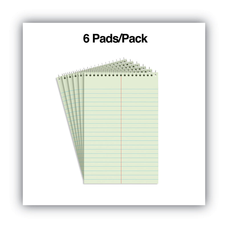 Universal Steno Pads, Gregg Rule, Red Cover, 80 Green-Tint 6 x 9 Sheets, 6/Pack