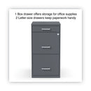 Alera Soho Vertical File Cabinet, 3 Drawers: Pencil/File/File, Letter, Charcoal, 14" x 18" x 26.9"