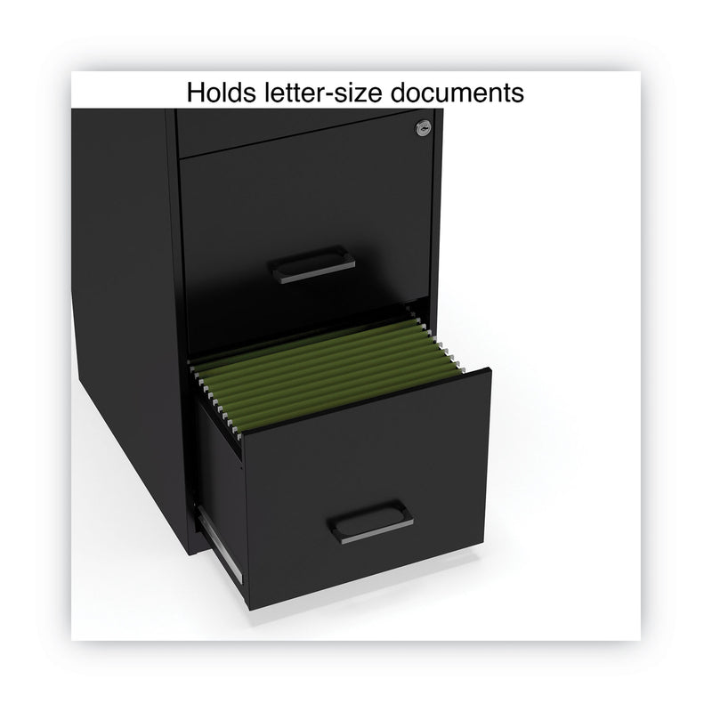 Alera Soho Vertical File Cabinet, 3 Drawers: File/File/File, Letter, Black, 14" x 18" x 34.9"