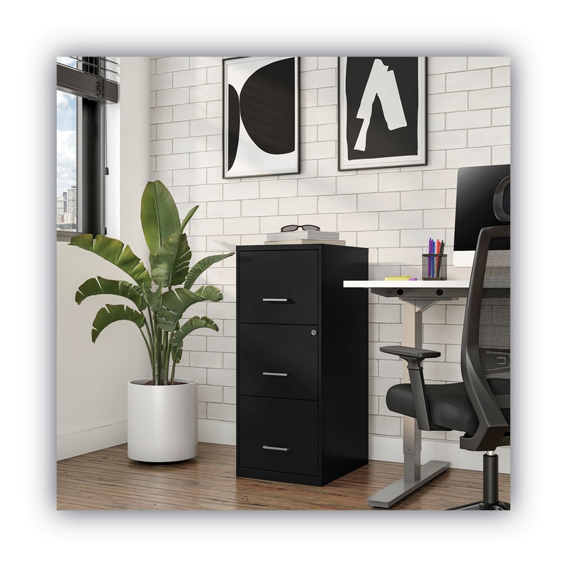 Alera Soho Vertical File Cabinet, 3 Drawers: File/File/File, Letter, Black, 14" x 18" x 34.9"