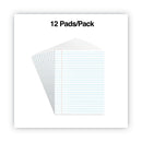 Universal Glue Top Pads, Wide/Legal Rule, 50 White 8.5 x 11 Sheets, Dozen